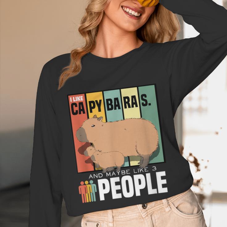 Introvert Capybara Rodent Animal Lover Antisocial Retro Unisex Long Sleeve T-Shirt