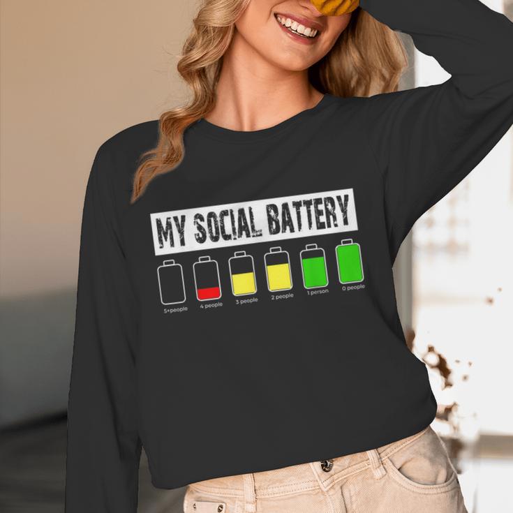 Introvert My Social Battery Low Level Graphic Unisex Long Sleeve T-Shirt