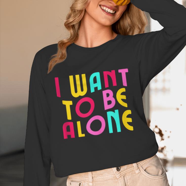 Introvert I Want To Be Alone Retro Wavy Unisex Long Sleeve T-Shirt Introvert I Want To Be Alone Retro Wavy Unisex Long Sleeve T-Shirt