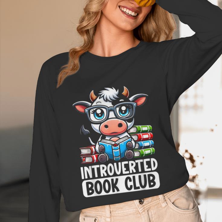 Introverted Book Club Reading Lover Cow Unisex Long Sleeve T-Shirt