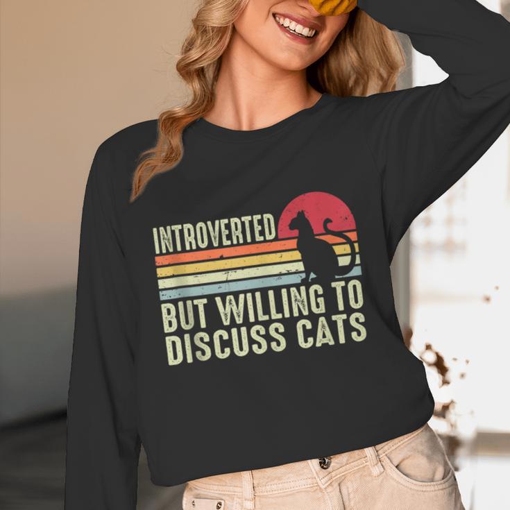 Introverted But Willing To Discuss Cats Kitten Pet Lover Unisex Long Sleeve T-Shirt