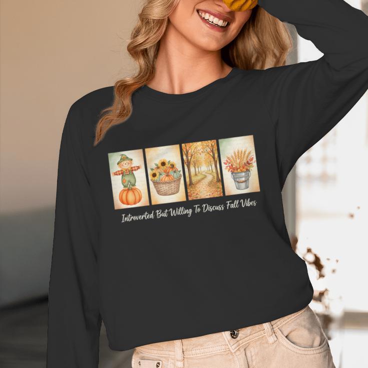 Introverted But Willing To Discuss Fall Vibes Autumn Pumpkin Unisex Long Sleeve T-Shirt Introverted But Willing To Discuss Fall Vibes Autumn Pumpkin Unisex Long Sleeve T-Shirt