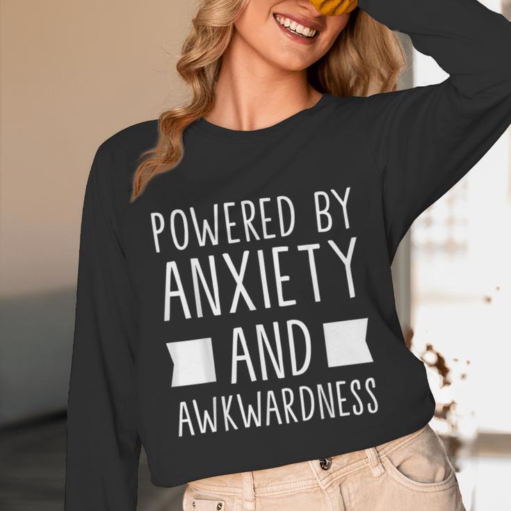 Introverts Social Anxiety Powered By Anxiety And Awkwardness Unisex Long Sleeve T-Shirt Introverts Social Anxiety Powered By Anxiety And Awkwardness Unisex Long Sleeve T-Shirt