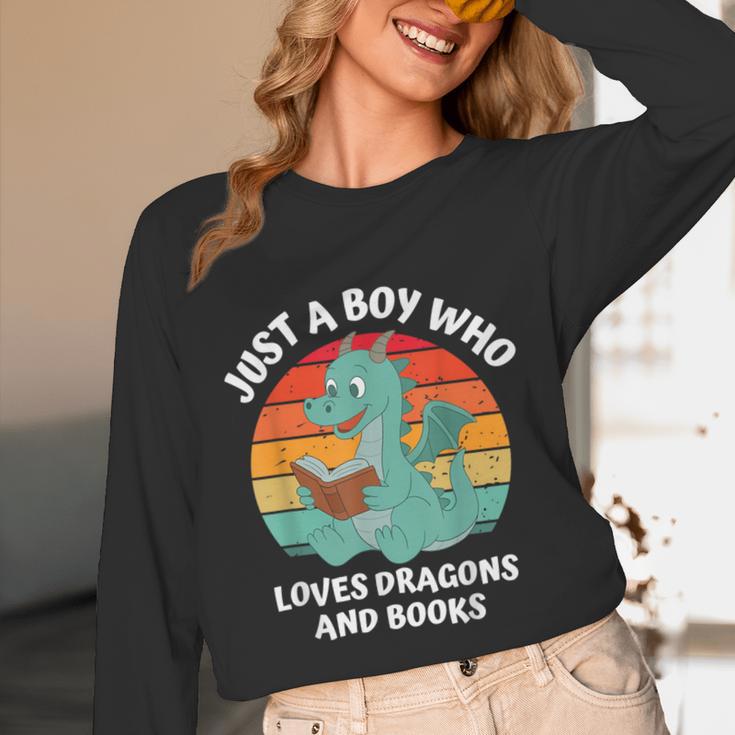 Just A Boy Who Loves Dragons And Books Kids Toddler Baby 5T Unisex Long Sleeve T-Shirt