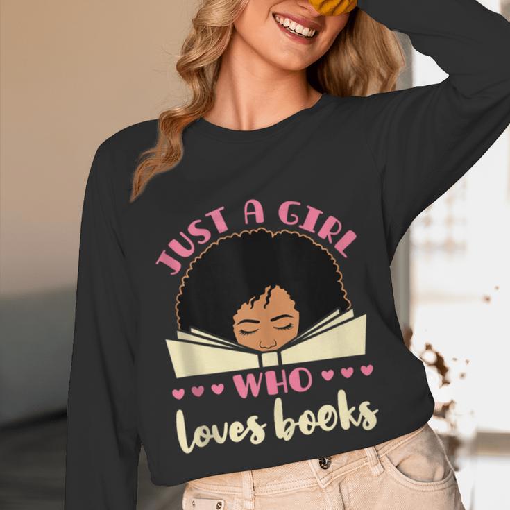 Just a Girl Who Loves Books African American Book Nerd Lover Unisex Long Sleeve T-Shirt