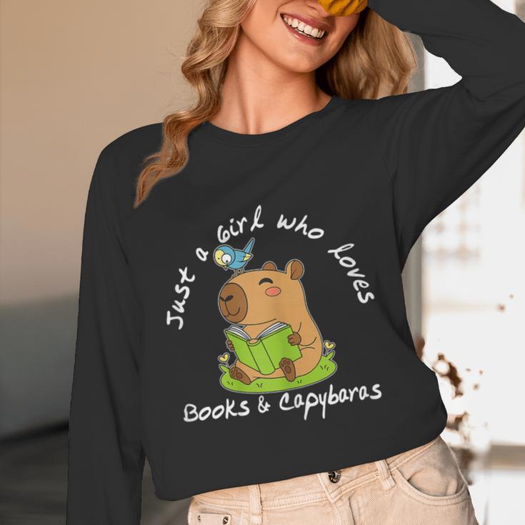 Just a Girl Who Loves Books And Capybaras Unisex Long Sleeve T-Shirt Just a Girl Who Loves Books And Capybaras Unisex Long Sleeve T-Shirt