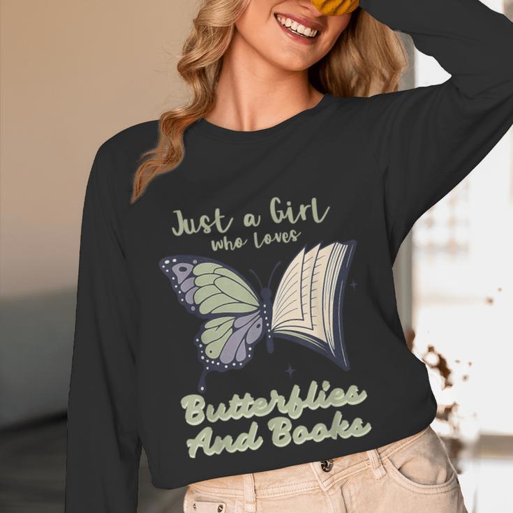 Just a Girl Who Loves Butterflies And Books Butterfly Unisex Long Sleeve T-Shirt
