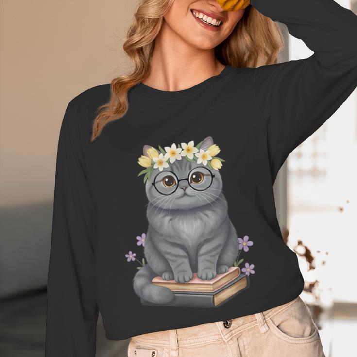 Just A Girl Who Loves Cats & Books Bookish Women Unisex Long Sleeve T-Shirt