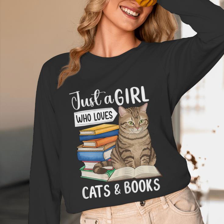 Just a Girl Who Loves Cats And Books Unisex Long Sleeve T-Shirt Just a Girl Who Loves Cats And Books Unisex Long Sleeve T-Shirt