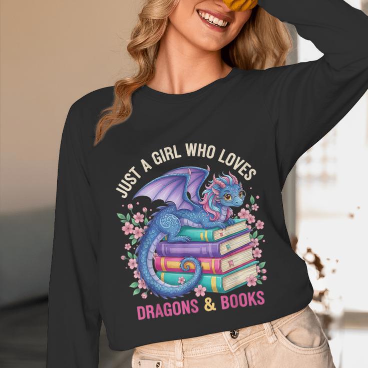 Just a Girl Who Loves Dragons And Books Dragon Reading Unisex Long Sleeve T-Shirt