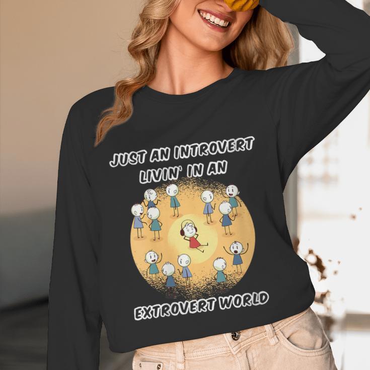 Just An Introvert Living In An Extrovert World Stickmen Unisex Long Sleeve T-Shirt Just An Introvert Living In An Extrovert World Stickmen Unisex Long Sleeve T-Shirt