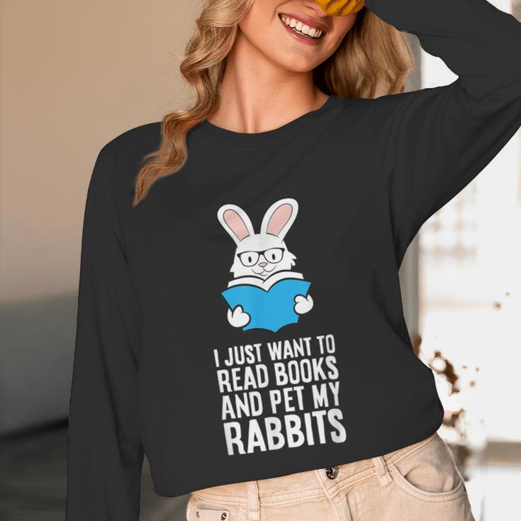 I Just Want To Read Books And Pet My Rabbit Unisex Long Sleeve T-Shirt