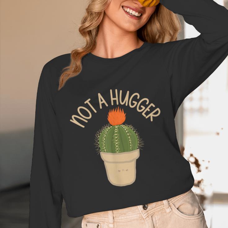 Kawaii Grumpy Cactus Not a Hugger Plant Introvert Unisex Long Sleeve T-Shirt