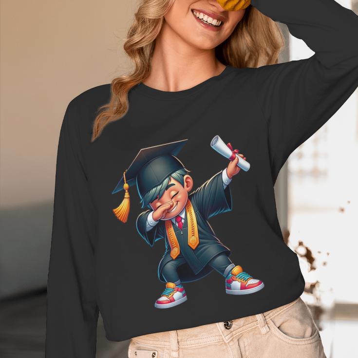 Kids Boys Grad Dabbing Graduation Class Of 2025 Unisex Long Sleeve T-Shirt