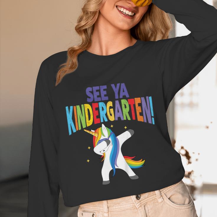 Kids Dabbing Unicorn Kindergarten Graduation See Ya Unisex Long Sleeve T-Shirt