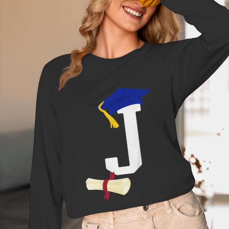 Kids Initial J Letter For Boys Preschool Graduation Kindergarten Unisex Long Sleeve T-Shirt