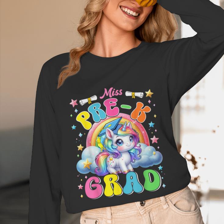 Kids Miss Pre-K Grad Graduation Cute Unicorn Rainbow Girls Unisex Long Sleeve T-Shirt