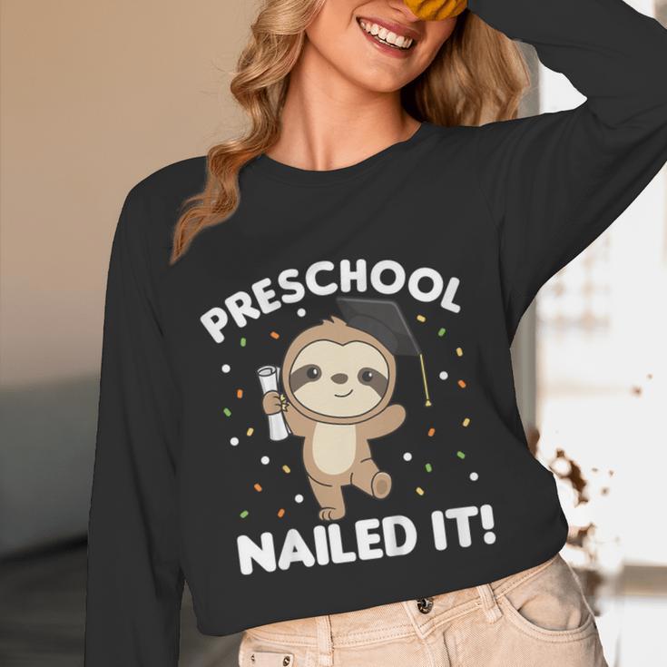 Kids Kids Preschool Nailed It Sloth Graduation Unisex Long Sleeve T-Shirt