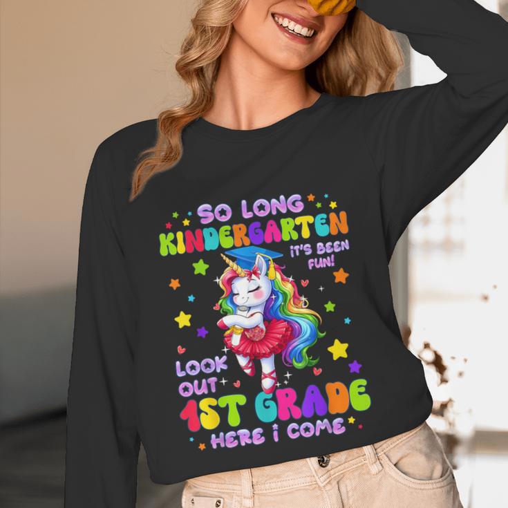 Kindergarten Graduation 2025 Graduate Girls Unicorn 1st Grad Unisex Long Sleeve T-Shirt