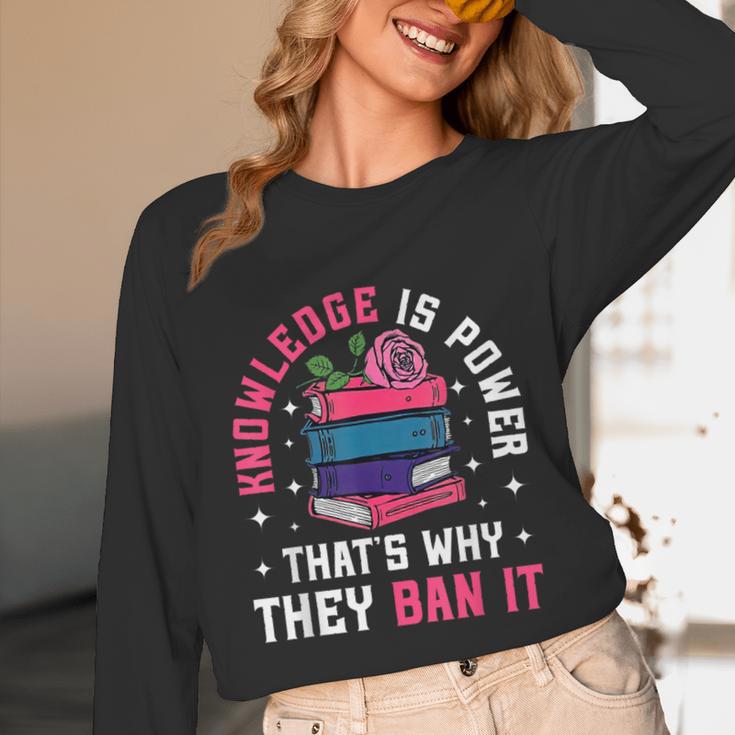 Knowledge Is Power Book Club Librarian Read Banned Books Unisex Long Sleeve T-Shirt