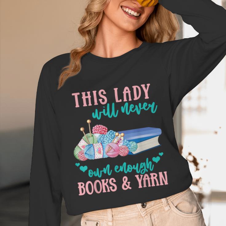 THIS LADY Will Never Own Enough BOOKS & YARN Unisex Long Sleeve T-Shirt THIS LADY Will Never Own Enough BOOKS & YARN Unisex Long Sleeve T-Shirt