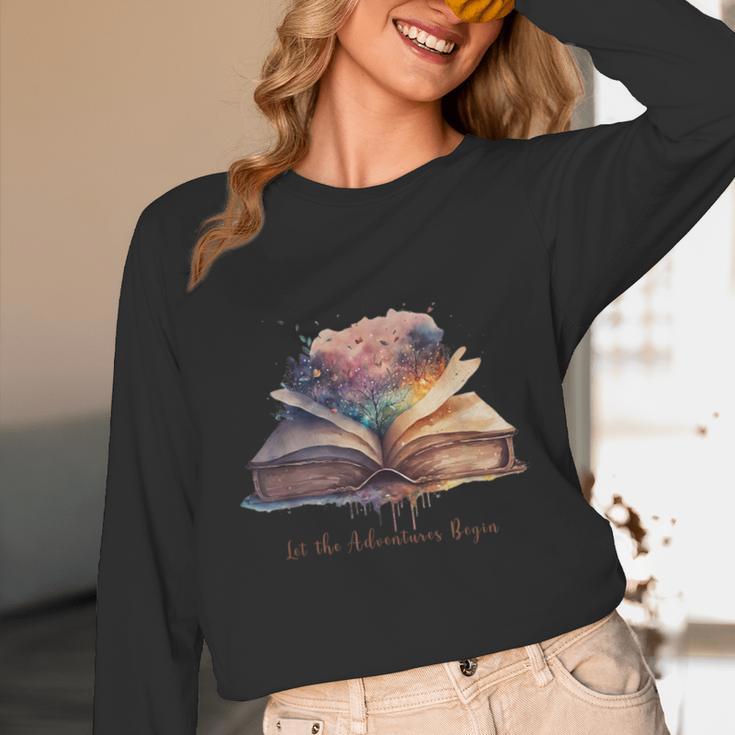 Let The Adventures Begin Book Lovers Magical Whimsical Art Unisex Long Sleeve T-Shirt