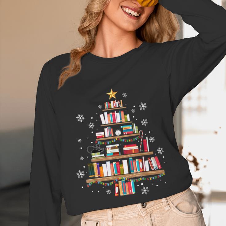 Library Books Christmas Tree Teacher Xmas Snowflake Unisex Long Sleeve T-Shirt