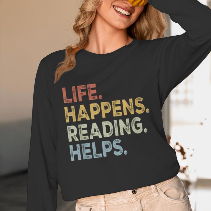 Life Happens Reading Helps Book Lovers Vinage Unisex Long Sleeve T-Shirt Life Happens Reading Helps Book Lovers Vinage Unisex Long Sleeve T-Shirt