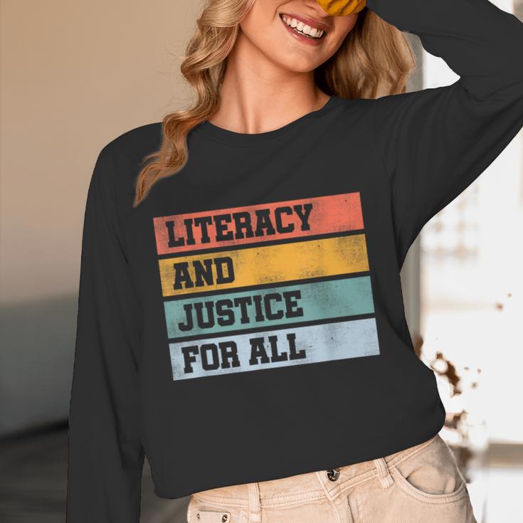 Literacy And Justice For All Stop Book Banning Banned Books Unisex Long Sleeve T-Shirt