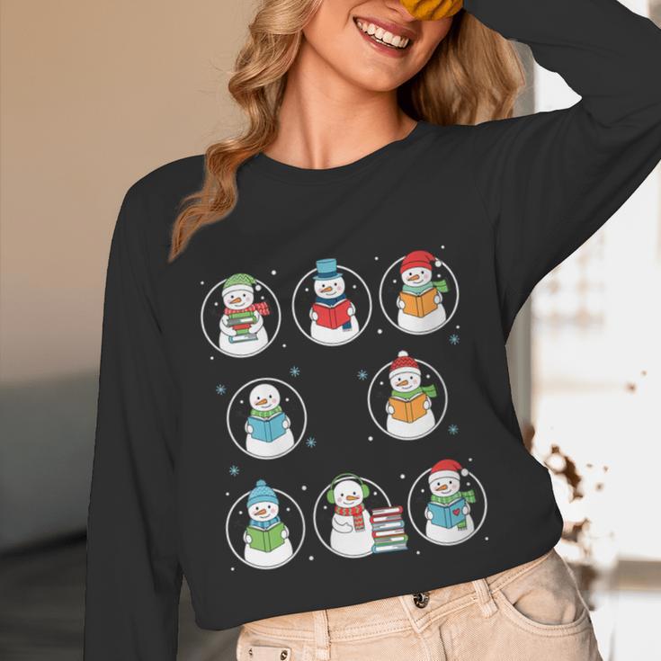 Literary Winter Reading Snowmen Cozy Book Lover Pattern Unisex Long Sleeve T-Shirt Literary Winter Reading Snowmen Cozy Book Lover Pattern Unisex Long Sleeve T-Shirt