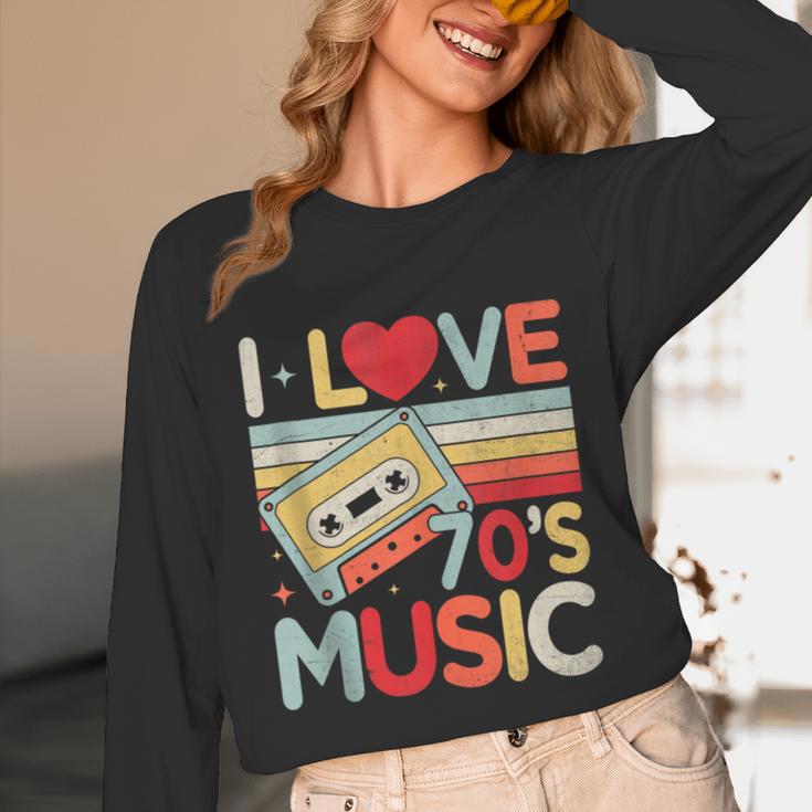 I Love 70's Music Retro Style Nostalgia Cassette 1970s Party Unisex Long Sleeve T-Shirt