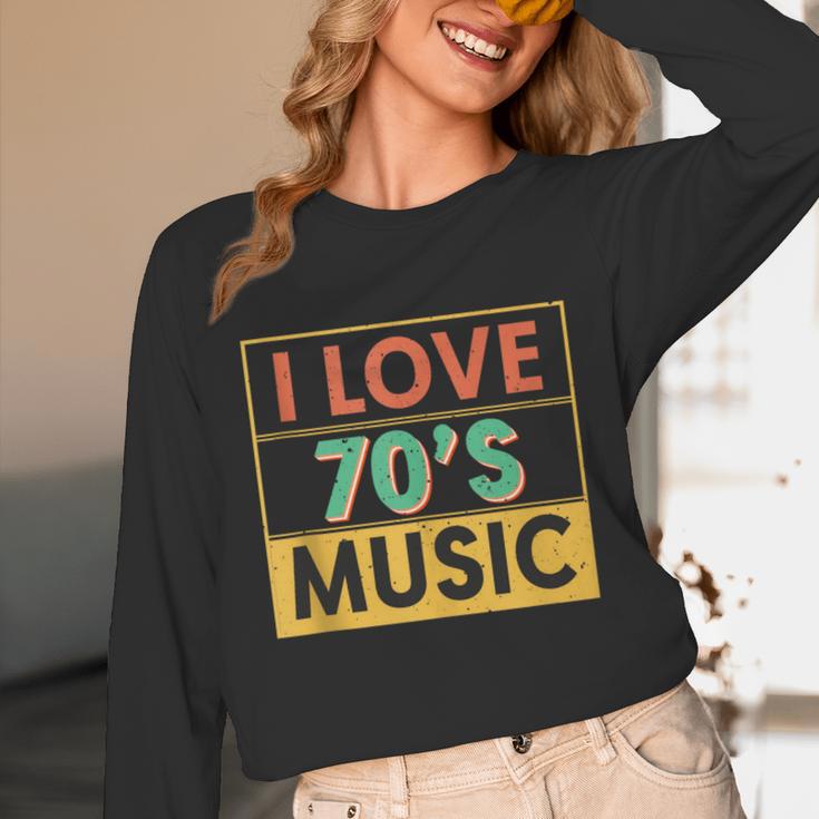 I Love 70's Music Retro Style Nostalgia Vibe 1970 70's Party Unisex Long Sleeve T-Shirt