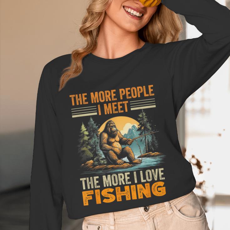I Love Fishing Bigfoot Fisherman Introvert Sarcastic Unisex Long Sleeve T-Shirt