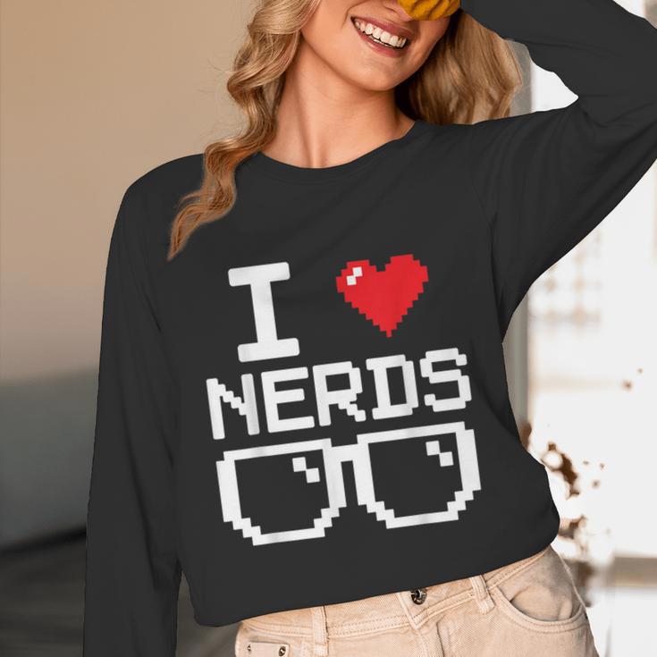 I Love Nerds I Heart Nerds For Science Book Knowledge Geeks Unisex Long Sleeve T-Shirt I Love Nerds I Heart Nerds For Science Book Knowledge Geeks Unisex Long Sleeve T-Shirt