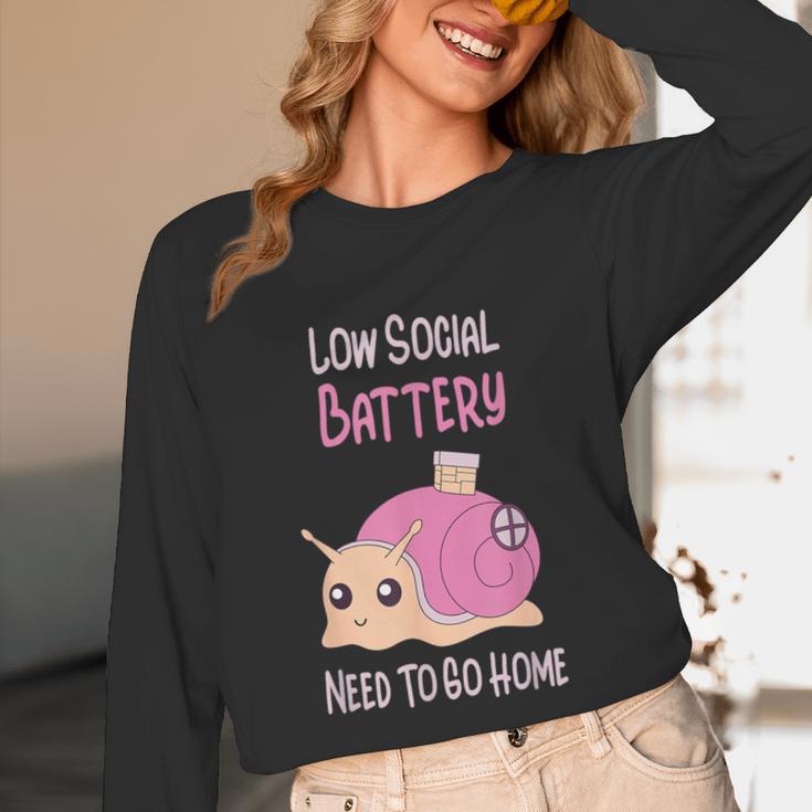 Low Social Battery Cute Snail With House Introvert Cozy Home Unisex Long Sleeve T-Shirt