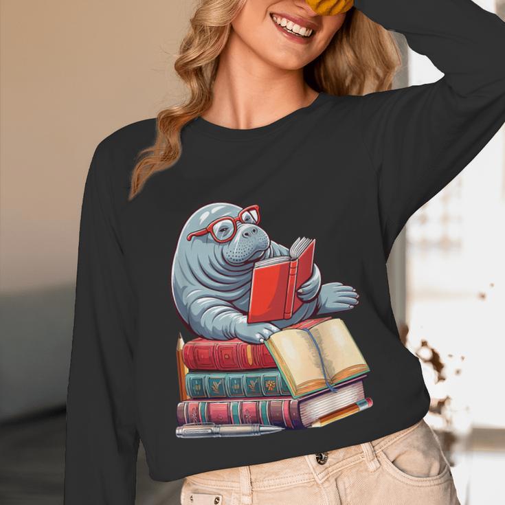 Manatee Reading Books Matching Bookworm Readers Librarian Unisex Long Sleeve T-Shirt Manatee Reading Books Matching Bookworm Readers Librarian Unisex Long Sleeve T-Shirt