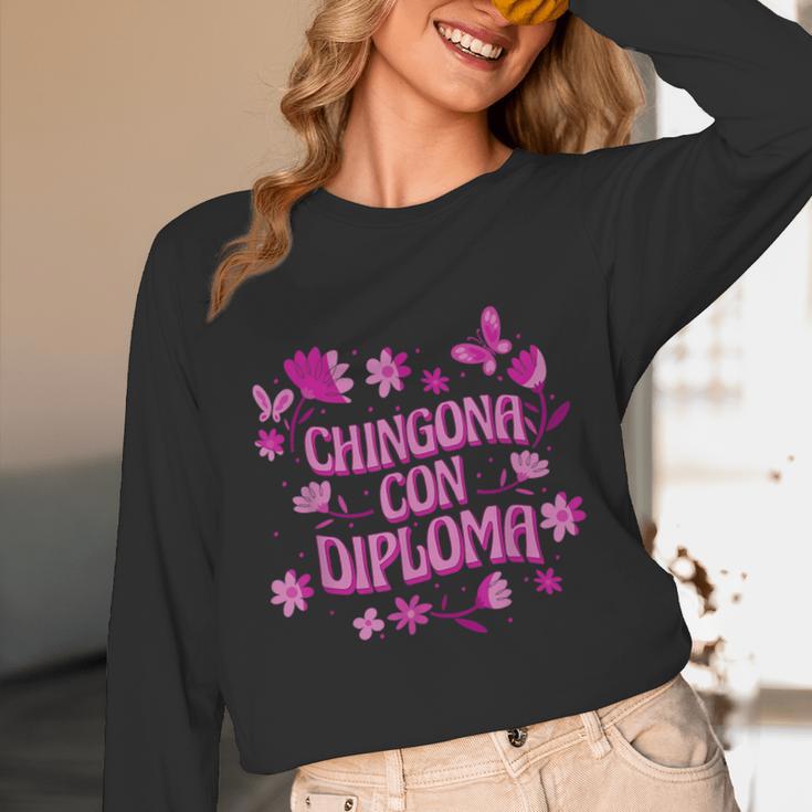 Masters Graduation Educated Latina Chingona Con Diploma Unisex Long Sleeve T-Shirt