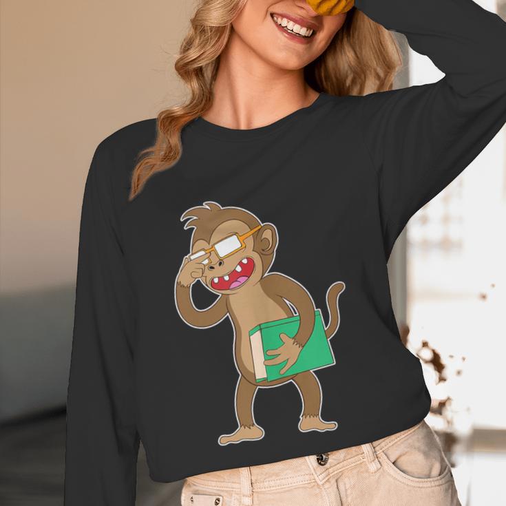Monkey With a Book Unisex Long Sleeve T-Shirt Monkey With a Book Unisex Long Sleeve T-Shirt