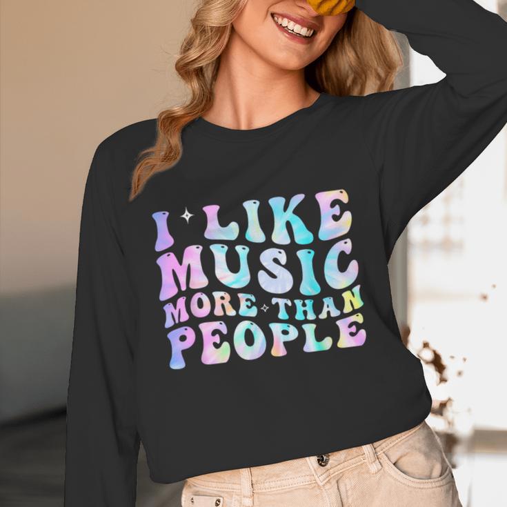 I Like Music More Than People Introvert Musician Retro Unisex Long Sleeve T-Shirt