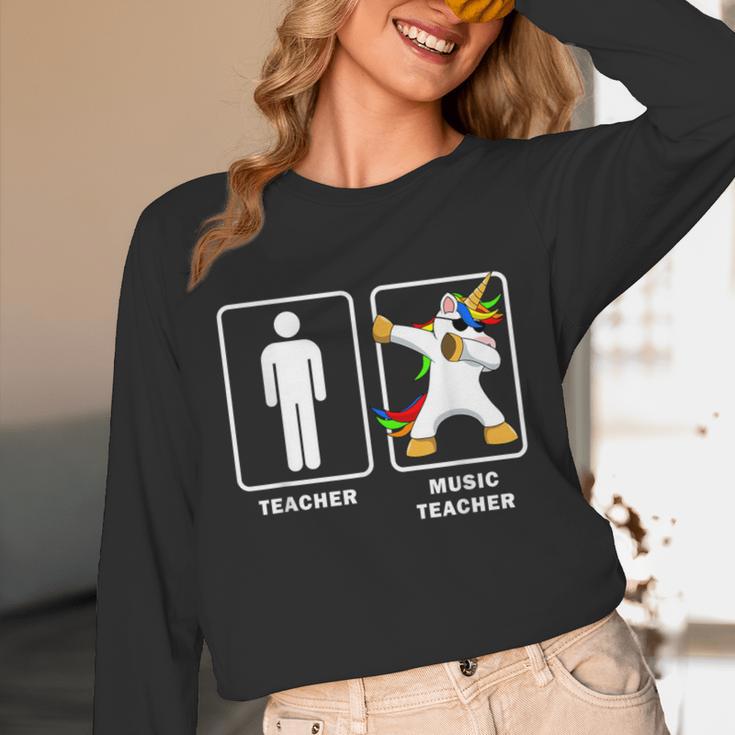 Music Teacher Dabbing Unicorn Graduation Shirt Unisex Long Sleeve T-Shirt