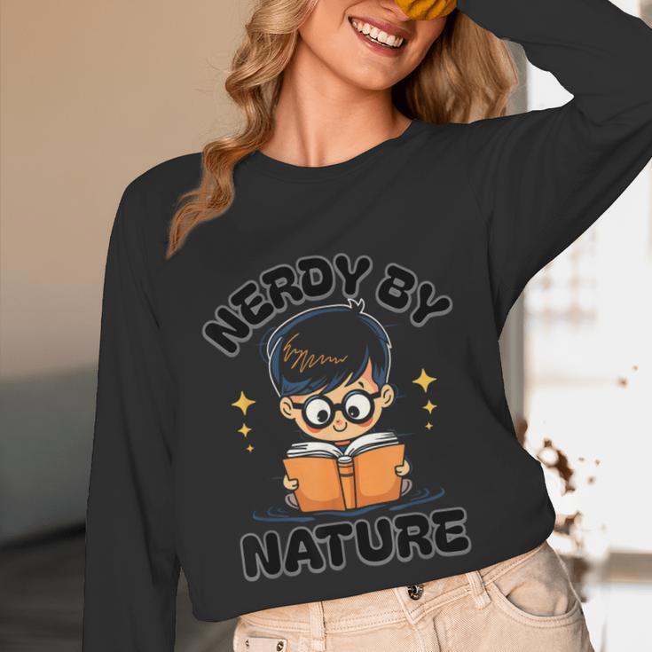 Nerdy By Nature Chibi Cute Book Lover Unisex Long Sleeve T-Shirt