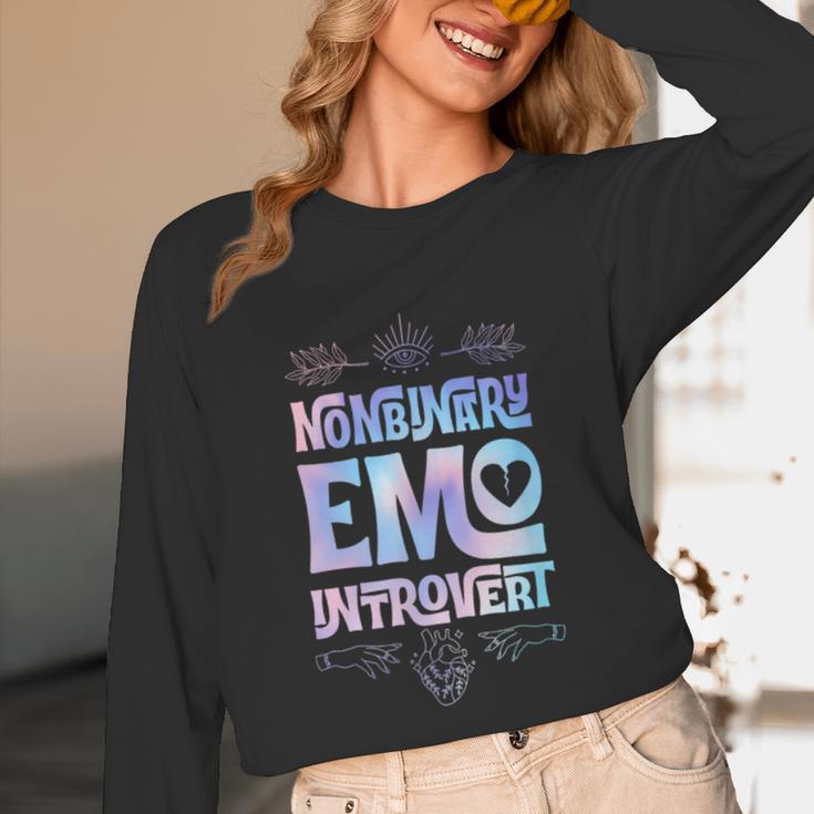 Nonbinary Emo Introvert Pride Trendy Mystic Teen Goth Style Unisex Long Sleeve T-Shirt Nonbinary Emo Introvert Pride Trendy Mystic Teen Goth Style Unisex Long Sleeve T-Shirt