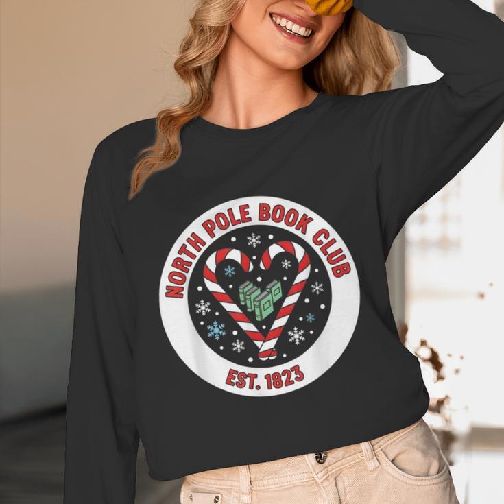 North Pole Book Club Shirt Candy Cane Christmas Unisex Long Sleeve T-Shirt