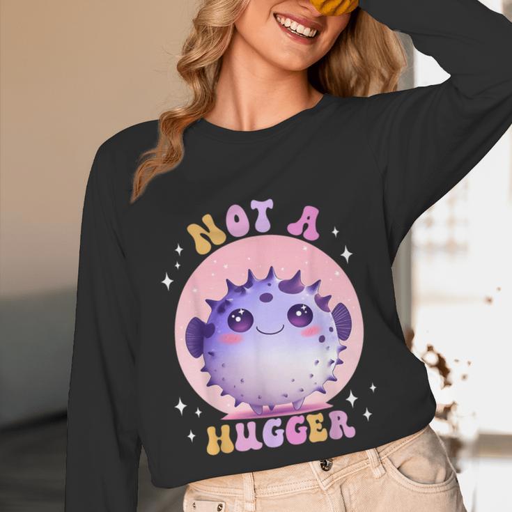 Not a Hugger Cute Pufferfish Autism Awareness Introverts Unisex Long Sleeve T-Shirt
