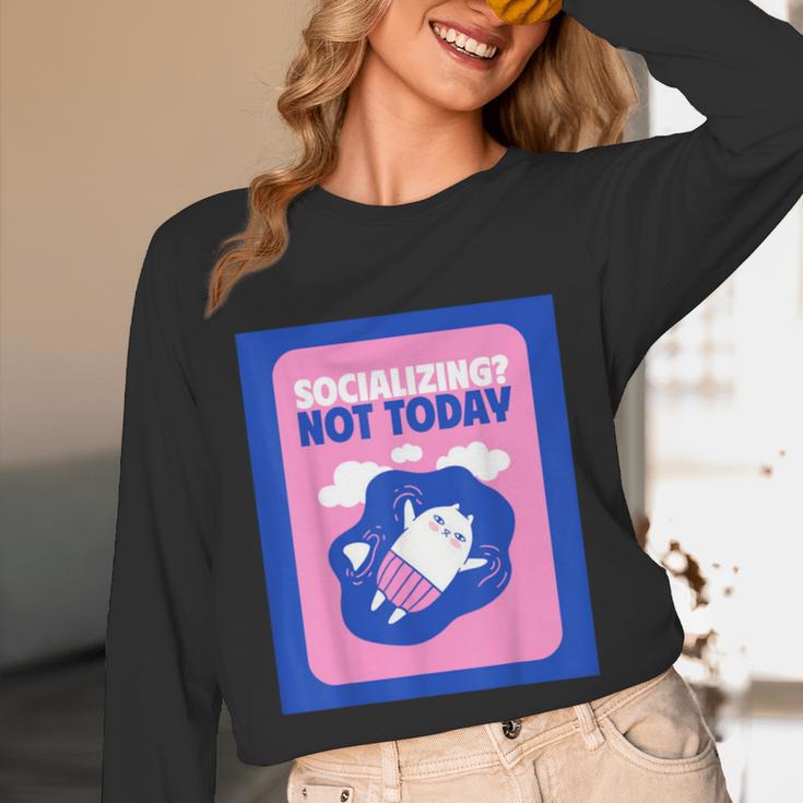 Not Today Cool Fun Cute Introvert Cat Character Unisex Long Sleeve T-Shirt Not Today Cool Fun Cute Introvert Cat Character Unisex Long Sleeve T-Shirt