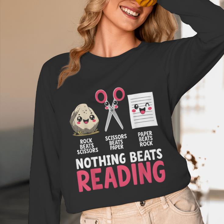 Nothing Beats Reading Rock Paper Scissors Book Lover Library Unisex Long Sleeve T-Shirt