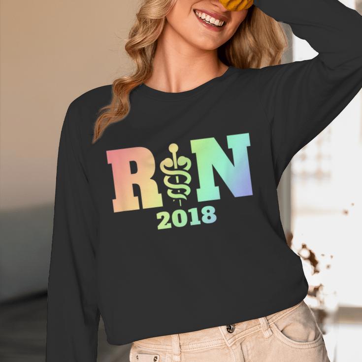 Nurse Graduation Shirt RN Est 2018 Rainbow Tshirt Unisex Long Sleeve T-Shirt
