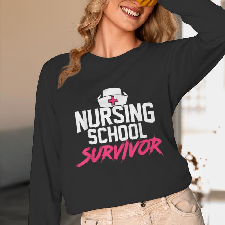 Nursing School Survivor Shirt Graduation Party Tee Unisex Long Sleeve T-Shirt