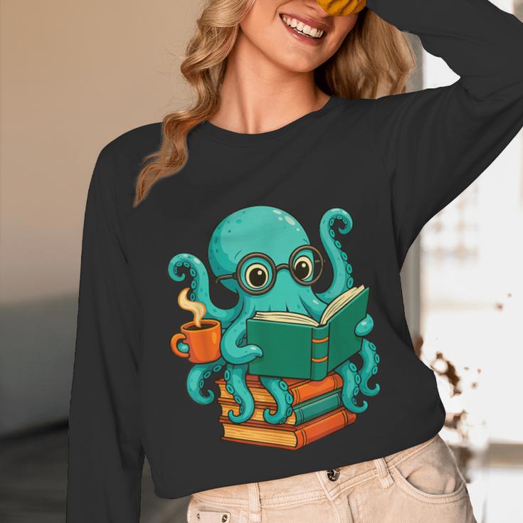 Octopus Reading Book Reading Bookworm Reader Unisex Long Sleeve T-Shirt
