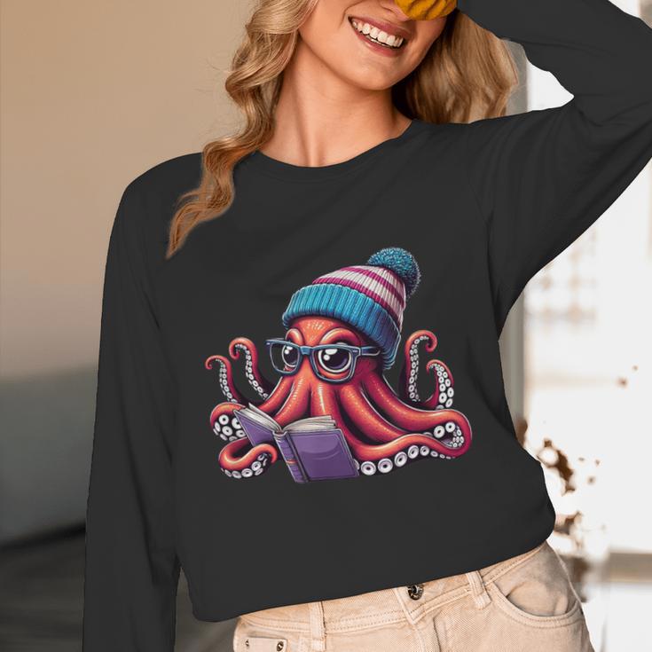 Octopus Reading Book Kraken Book Lover Unisex Long Sleeve T-Shirt